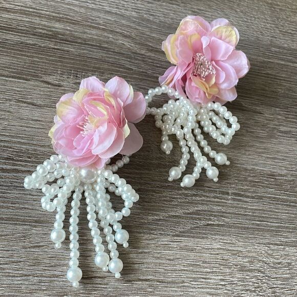 Bohemian pink flower earrings N216 - Picture 2 of 4